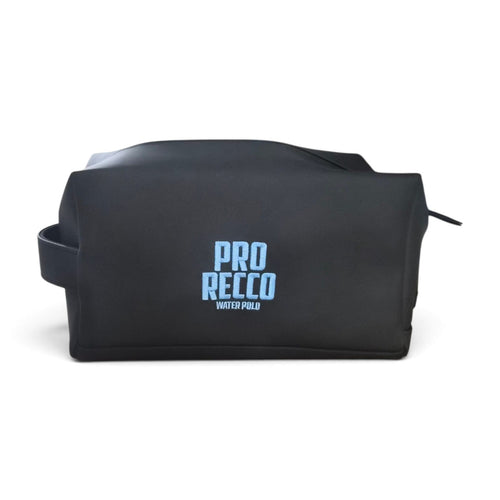 Pochette con Maniglia Nera e Ricamo Azzurro